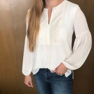 Loft - white / cream white long sleeve blouse top✨